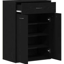 vidaXL Schoenenrek 60 x 35 x 84 cm Bewerkt hout Zwart Eiken