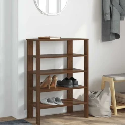 vidaXL Schoenenrek 61x32x87,5 cm bewerkt hout bruin eikenkleurig