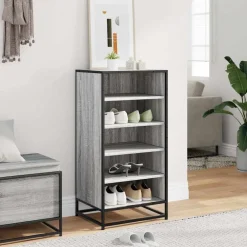 vidaXL Schoenenrek 75 x 35 x 45 cm Bewerkt hout Zwart eiken
