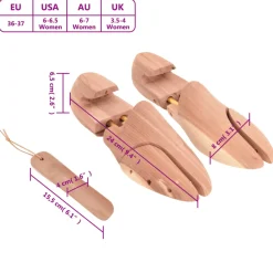 vidaXL Schoenspanner met schoenlepel EU 36-37 massief cederhout