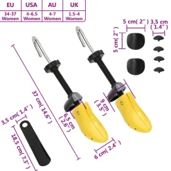 vidaXL Schoenspanners met schoenlepel EU 34-37 kunststof geel