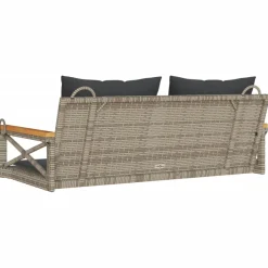 vidaXL Schommelbank met kussens 109x62x40 cm poly rattan grijs