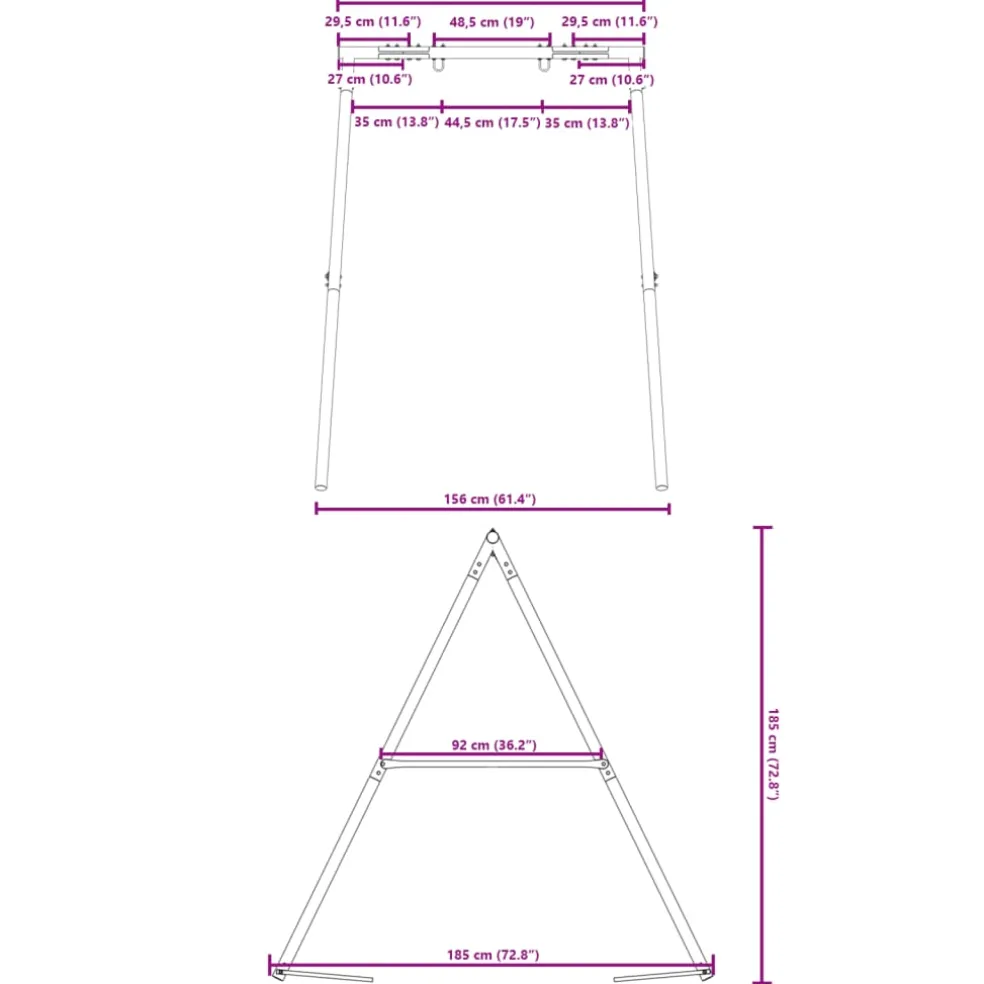 vidaXL Schommelframe voor kinderen buiten B 156 x H 185 cm