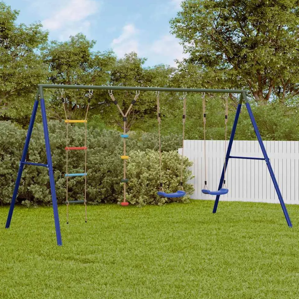 vidaXL Schommelset met schommels, ladder en klimtouw met schijven
