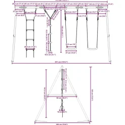 vidaXL Schommelset met schommels, ladder en klimtouw met schijven