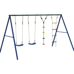 vidaXL Schommelset met schommels, ladder en klimtouw met schijven