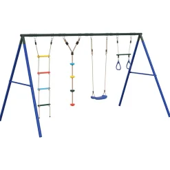 vidaXL Schommelset met schommel, trapeze, ladder en klimtouw