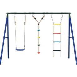 vidaXL Schommelset met schommel, ladder en klimtouw met schijven