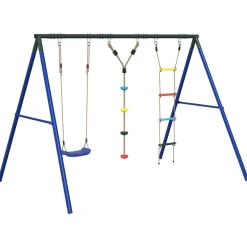 vidaXL Schommelset met schommel, ladder en klimtouw met schijven
