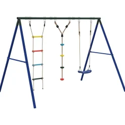 vidaXL Schommelset met schommel, ladder en klimtouw met schijven