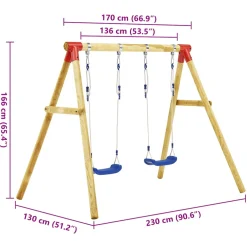 vidaXL Schommelset 230x130x166 cm grenenhout