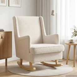 vidaXL Schommelstoel Crèmekleurig 62 x 80 x 85 cm Bouclé