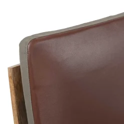 vidaXL Schommelstoel echt leer en massief mangohout bruin