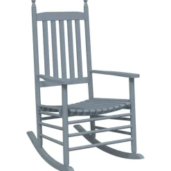 vidaXL Schommelstoelen 2 st met inklapbare tafel populierenhout grijs