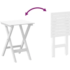 vidaXL Schommelstoelen 2 st met inklapbare tafel populierenhout wit