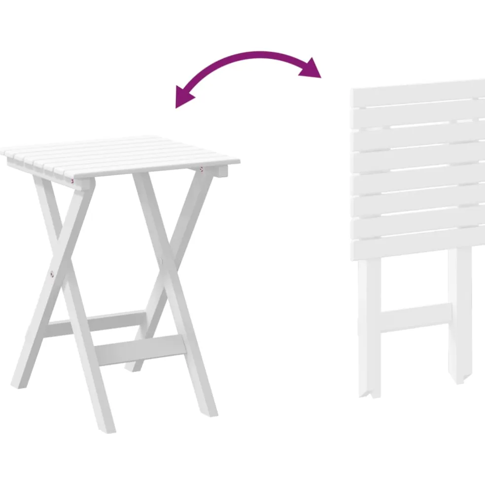 vidaXL Schommelstoelen 2 st met inklapbare tafel populierenhout wit
