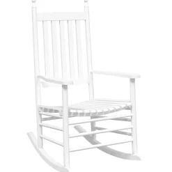 vidaXL Schommelstoelen 2 st met inklapbare tafel populierenhout wit