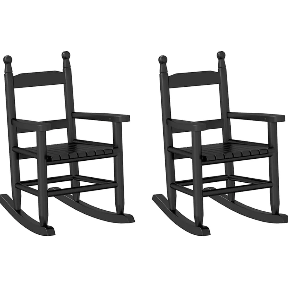 vidaXL Schommelstoelen 2 st voor kinderen massief populierenhout zwart