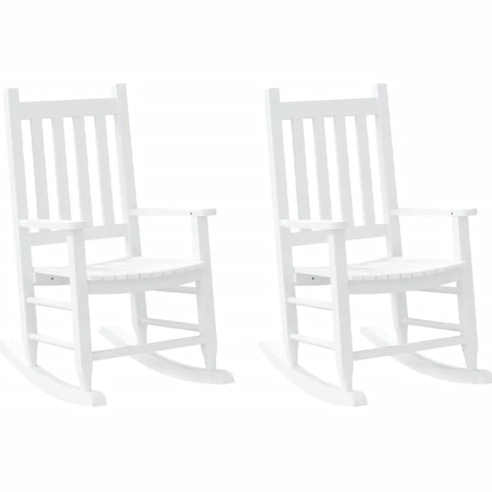 vidaXL Schommelstoelen 2 st voor kinderen massief populierenhout wit