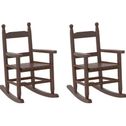 vidaXL Schommelstoelen 2 st voor kinderen massief populierenhout bruin