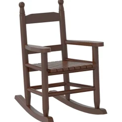 vidaXL Schommelstoelen 2 st voor kinderen massief populierenhout bruin