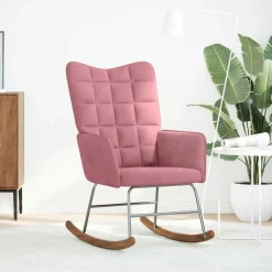 vidaXL Schommelstoel fluweel roze