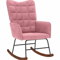 vidaXL Schommelstoel fluweel roze