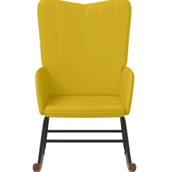 vidaXL Schommelstoel fluweel mosterdgeel