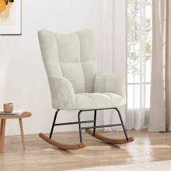 vidaXL Schommelstoel fluweel crèmewit