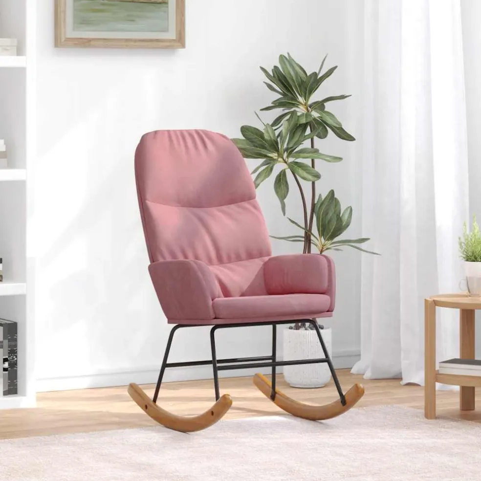 vidaXL Schommelstoel fluweel roze