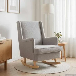 vidaXL Schommelstoel Lichtgrijs 62 x 80 x 85 cm Bouclé