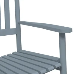 vidaXL Schommelstoel met inklapbare tafel massief populierenhout grijs