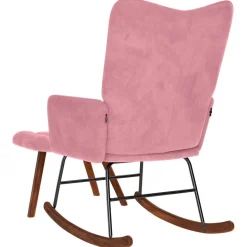 vidaXL Schommelstoel met krukje fluweel roze