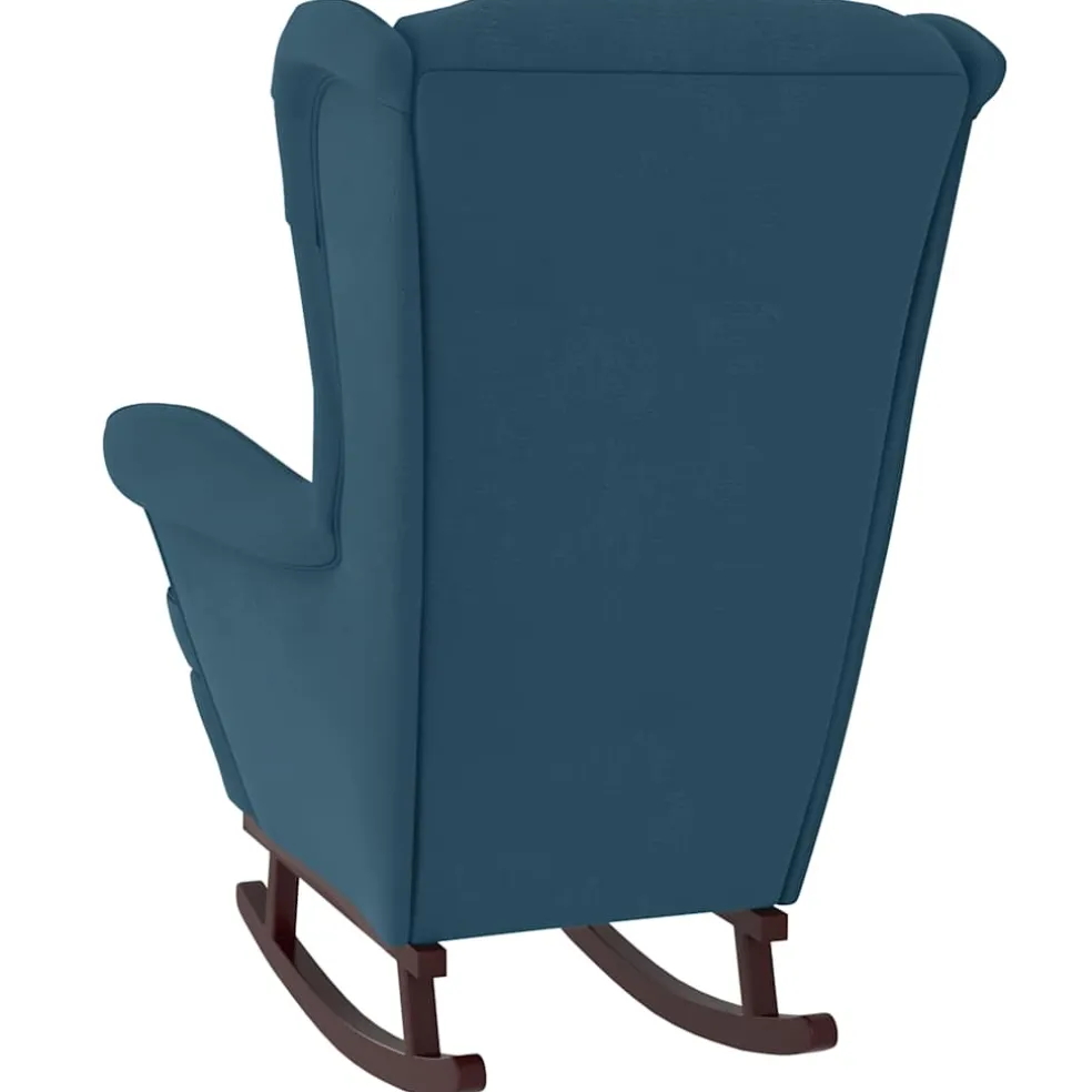 vidaXL Schommelstoel met oorleuning fluweel massief hout blauw