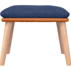 vidaXL Schommelstoel met voetenbank stof blauw