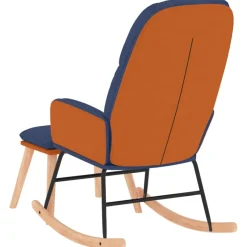 vidaXL Schommelstoel met voetenbank stof blauw