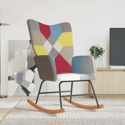 vidaXL Schommelstoel patchwork stof