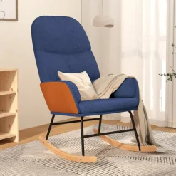 vidaXL Schommelstoel stof blauw