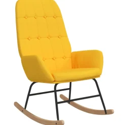 vidaXL Schommelstoel stof mosterdgeel