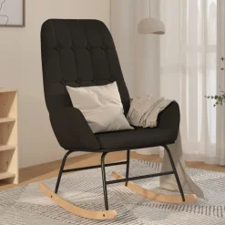 vidaXL Schommelstoel stof zwart