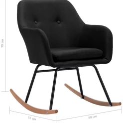 vidaXL Schommelstoel stof zwart