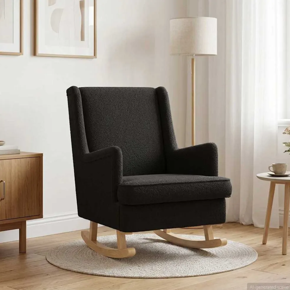 vidaXL Schommelstoel Zwart 62 x 80 x 85 cm Bouclé