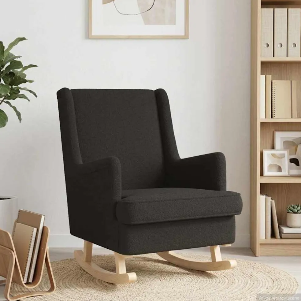 vidaXL Schommelstoel Zwart 62 x 80 x 85 cm Bouclé