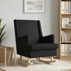 vidaXL Schommelstoel Zwart 62 x 80 x 85 cm Stof