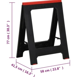 vidaXL Schragen 2 st inklapbaar 350 kg polypropeen zwart en rood