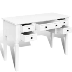 vidaXL Schrijftafel met 5 lades wit
