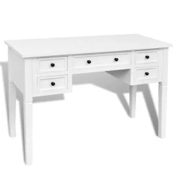 vidaXL Schrijftafel met 5 lades wit
