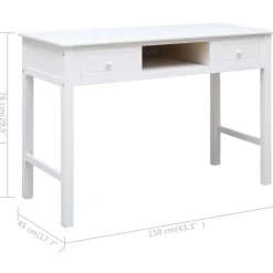 vidaXL Schrijftafel 110x45x76 cm hout wit