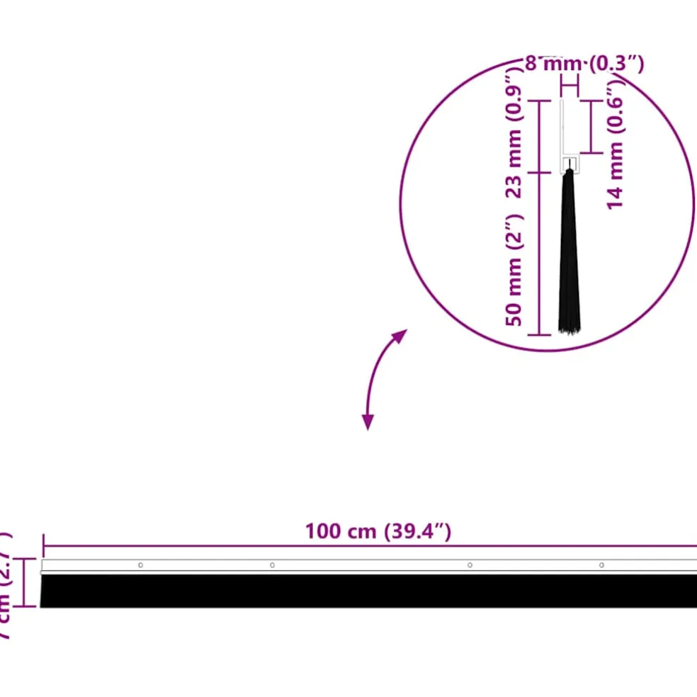 vidaXL Schroefbare Deurborstelafsluitingen 2 st Wit 100 cm