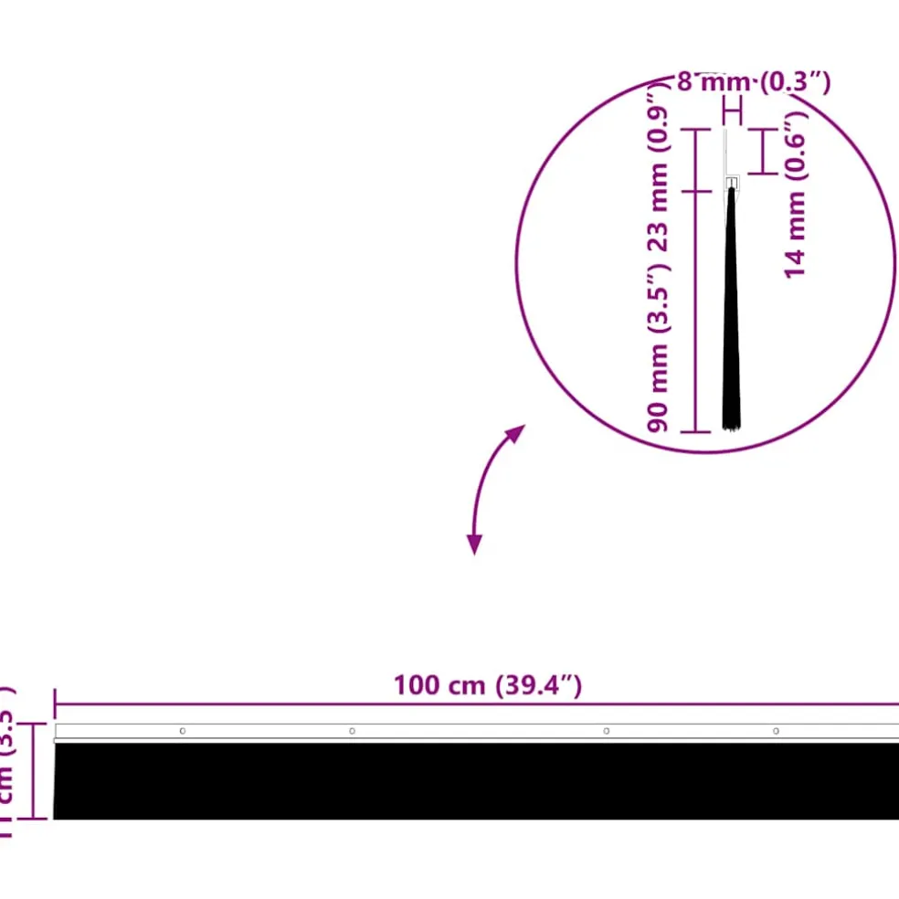 vidaXL Schroefbare Deurborstelafsluitingen 2 st Wit 100 cm